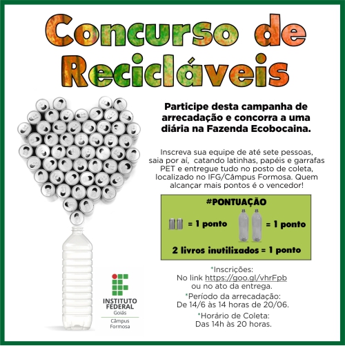 Concurso de materiais recicláveis será realizado até 20 de junho